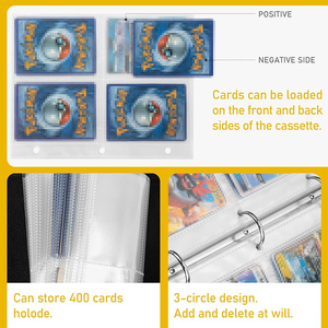 4 poches 50 pages Classeur de cartes en PU étanche Sac de collection de livres de cartes de jeu Pokemoned - Product Image 2