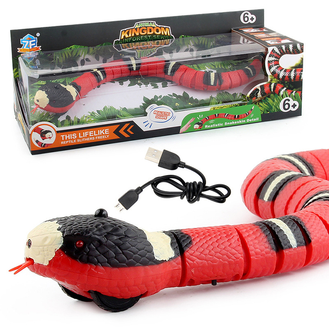Electric Snake Toy Creative Usb Realistic Smart Sensing Snake Toy Cat Toys Interactive Tricky Prank Props