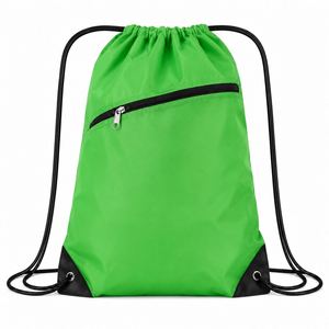 Custom Polyester Drawstring <b>Bag</b> with Zipper Pocket Lightweight <b>Foldable</b> Gym Sack for Basketball Sports Swimming Travel - Product Image 4
