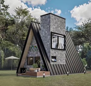 Maison préfabriquée de luxe durable, villa à structure en acier à 2 chambres, station balnéaire de montagne chinoise pour hôtel, bureau, appartement, maison triangulaire - Product Image 3