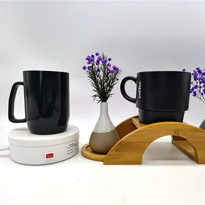 머그잔 공급 업체 대형 비스트로 석기 머그잔 단색 Drinkware 세라믹 컵 블랙 핸들