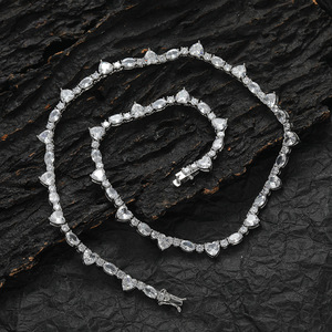 Collana Tennis alla Moda in Stile Hip Hop Europeo e Americano, in Ottone con Zirconi Intarsiati a Forma di <span class=keywords><strong>Cuore</strong></span> Ovale, per Coppie - Product Image 5