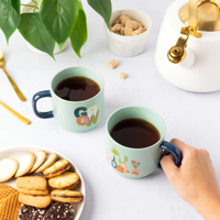 Ensemble de tasses à slogan imprimé, illustration florale, céramique crème, vente en gros, café, thé, maison, bureau, cuisine, café, bar, hôtel, table, cadeau, décoration