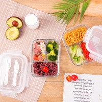 Boîte à lunch en verre borosilicate, récipient alimentaire, compatible micro-ondes et congélateur, étanche, boîte à bento, préparation des repas, stockage avec couvercle hermétique, boîte à lunch en verre