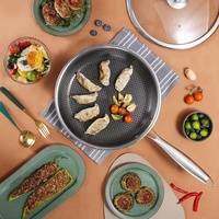 Poêles à frire en acier inoxydable 304 antiadhésif en nid d'abeille Texture batterie de cuisine avec couvercle casseroles cuisson article de cuisine prêt à expédier