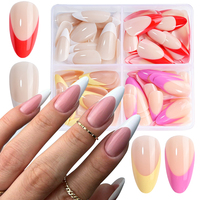 96 faux ongles amande à presser, 4 couleurs, pré-dessinés, nude, réutilisables, couvrance totale, avec boîte de rangement