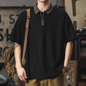 Polo da uomo stile giapponese retrò, estiva, pesante, ampia, con cerniera, sportiva, a maniche corte, di marca alla moda - Product Image 4