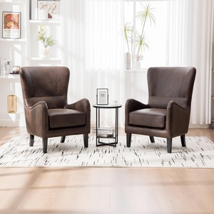 Sillón Convertible de 28 Pulgadas con Respaldo Alto de PU, Sillón Moderno con Brazos Tipo Ala, Sofá Individual para Dormitorio, Asiento de Lectura con Patas de Madera Maciza - Product Image 5