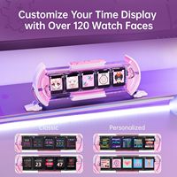 Divoom Times Gate Horloge numérique de jeu rose mignonne Smart App-Controlled Weather Forecast Stock Market/Exchange Rate Social Media