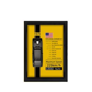 Modèles de voitures en alliage personnalisé Cadre photo en bois 3D avec voiture miniature en métal moulé sous pression en alliage 1/32 avec boîte de peinture murale - Product Image 1