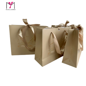 Sacs en papier personnalisés MUYANG avec logo imprimé, recyclés, brillants, holographiques, dorés, roses, violets, avec nœud papillon et poignée - Product Image 5