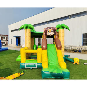 Castillo Inflable Comercial con Diseño Nuevo, Castillo Inflable con Temática de Animales de la Jungla para Niños con Tobogán y Piscina - Product Image 3