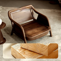 Fauteuil inclinable en cuir véritable style Song avec réglage de la profondeur d'assise, pieds en bois massif, pour salon et balcon