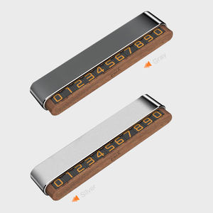 Accesorios para el coche Número de teléfono del coche Placa de madera y metal Accesorios para vehículos Uso duradero Número de teléfono Tarjeta de estacionamiento - Product Image 1