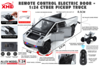 Modèle de camionnette en alliage moulé sous pression 1:24 avec télécommande, son, lumière et plusieurs pièces ouvrables, jouet à rétrofriction pour cadeau