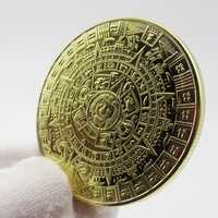 Pièce de monnaie plaquée Calendrier Maya, Souvenir Mayan Aztèque, Épingle de collection, Pièces de monnaie souvenirs Maya du Mexique, Cadeau couleur argent, Collection vintage