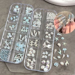Nuevos Accesorios para Uñas, Estilo Marino de Verano, 12 Compartimentos, Color Aurora, Estrella de Mar, Concha, Perla, Dijes de Cristal para Decoración de Uñas - Product Image 1
