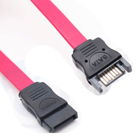 Kabel Ekstensi Datar PVC SATA 3.0 7-Pin Male Female Kecepatan Tinggi Ramah Lingkungan 50CM Konduktor CCA Konektor Hard Drive Komputer
