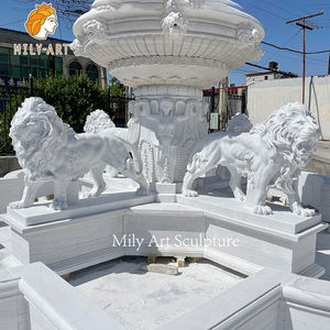 น้ำพุหินอ่อนสีขาวคุณภาพสูง MILY พร้อมลายแกะสลักสิงโต สำหรับตกแต่งภูมิทัศน์รีสอร์ทสุดหรู - Product Image 2