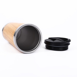 450ml Eco Friendly <b>Bamboo</b> Travel <b>Coffee</b> Mug Double Wall Vacuum Insulated Stainless Steel Tumbler With Leakproof Lid Custom Logo - Product Image 2