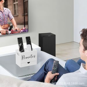 Remote Control <b>Storage</b> <b>Box</b> With <b>Drawer</b> Solid Pine Wood Organizer For Living Room Desktop - Product Image 3