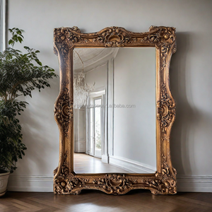 Specchio Grande Stile Barocco Oro Antico Personalizzato Cornice Decorativa Vintage in Legno per Arredamento Soggiorno Specchio da <span class=keywords><strong>Terra</strong></span> - Product Image 5