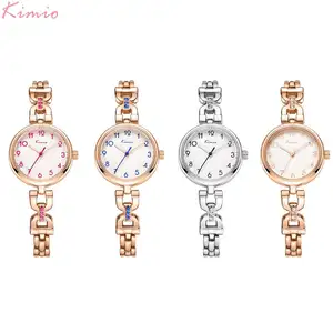 Kimio K6202S jam tangan wanita Quartz Jepang, gelang kaca kristal gaya baru baja tahan karat 304