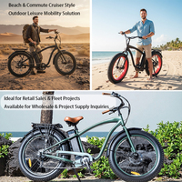 Vélo électrique cruiser à pneus larges de 26 pouces, marque privée OEM, 500W, batterie 48V 10Ah, 7 vitesses, vélo de plage électrique
