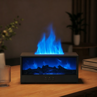 Diffuseur d'huiles essentielles avec effet de flamme de feu de camp simulée, veilleuse colorée, télécommande et minuterie, pour la maison, cadeau créatif