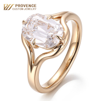 Bague en or jaune 18k/14k massif véritable, sertie de 4 griffes, avec diamant de laboratoire taille coussin de 2,89 carats, design personnalisé, pour femme.