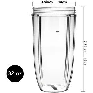 Taza exprimidora transparente de 32oz, recipiente de repuesto con tapa abatible gris, taza extractora de zumo, piezas mezcladoras de exprimidor, 600W, 900W