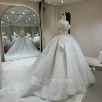 Jancember DW0107 Belle épaule chérie paillettes perles robes de mariée gonflées