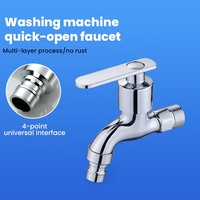 Robinet de lavage pour salle de bain en alliage de zinc avec poignée en plastique chromé, eau froide uniquement, 1/2 pouce, ouverture rapide universelle