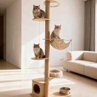 Arbre à chat classique en bois, grand, pliable, réglable en hauteur, design unique, mignon, luxueux, moderne, écologique, avec griffoirs