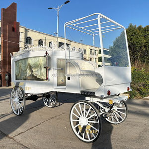 Cercueil roulant pour cérémonie funèbre, magnifique carrosse funéraire avec rideaux - Product Image 6