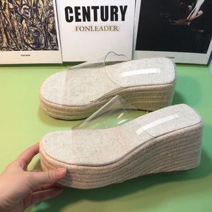 Sandalias Cómodas de Plataforma para Mujer con Tacón de Cuña <span class=keywords><strong>Transparente</strong></span> y Suela de Yute Tipo Alpargata 2024 - Product Image 5