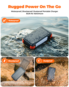 20000mAh Li-polymer pin năng lượng mặt trời ngân hàng điện 20 Wát không thấm nước không dây sạc LED ánh sáng ngoài trời khẩn cấp Hand Crank Máy phát điện - Product Image 5