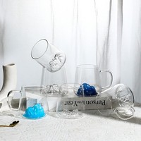 Taza de Vidrio Japonesa de Lujo con Diseño 3D de Montaña Azul, Taza Única para Café, Té o Agua, Regalo