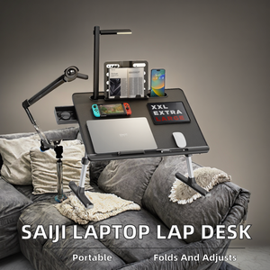 Vente en gros d'usine SAIJI, nouveau bureau portable pour ordinateur portable avec lampe LED réglable, table pliable pour ordinateur portable de grande taille, support de livre pour enfants - Product Image 2