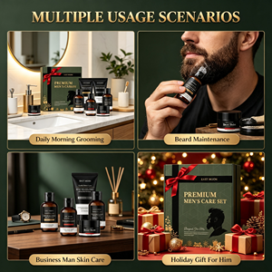 Set Premium per la Cura Maschile OEM, Kit Regalo per Barba e Corpo, Fragranza Legnosa, Nutre la Barba, Idrata la Pelle, Regalo Festivo per Uomini - Product Image 4