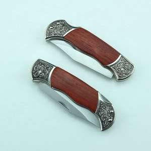 थोक स्टेनलेस स्टील ब्लेड तह कैंपिंग सर्वाइवल पॉकेट चाकू रोसवुड हैंडल और सुरक्षित लॉक के साथ - Product Image 4