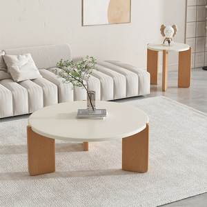 Solid Wood <b>Round</b> Coffee <b>Table</b> Nesting Modern Minimalist Living Room <b>Side</b> <b>Table</b> Nordic Style <b>Small</b> Sofa <b>Table</b> - Product Image 2