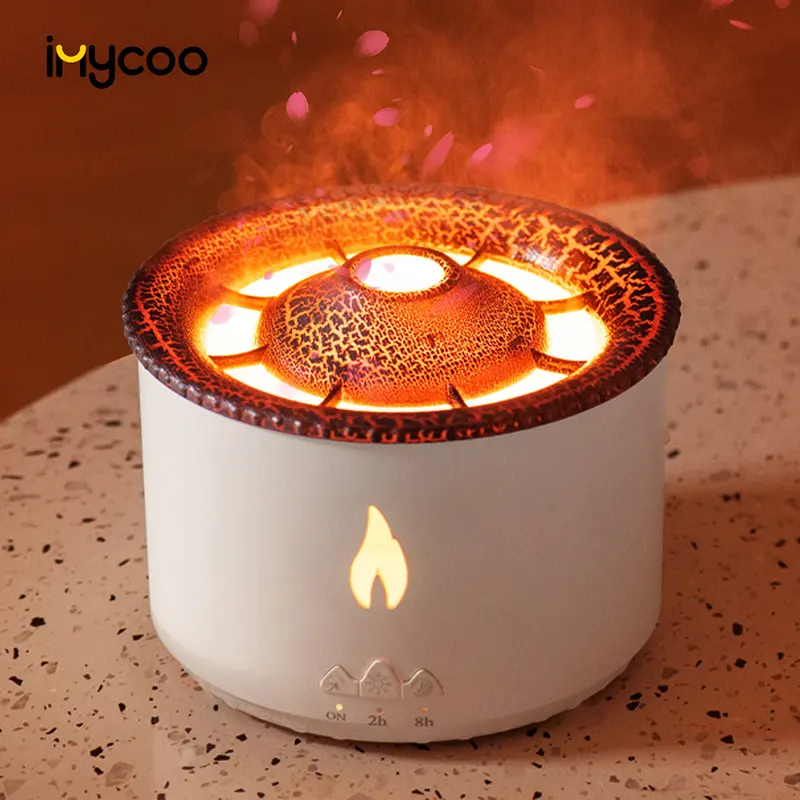 IMYCOO Portable Mini Aroma Flame Volcano Diffuser Humidifier Korean KC Air Fire Jellyfish Nebulizer Diffuser Oil Home