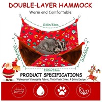 Sac de couchage tunnel double couche de Noël pour petaurs, écureuils volants et chinchillas – Lit suspendu imperméable avec 4 entrées