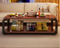 Nouvelle table basse de style chinois pour petit appartement, salon, balcon, chambre à coucher, table à thé double usage en bois massif pour maison de location