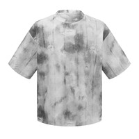 T-shirt long en coton à manches courtes, personnalisable, tie-dye, effet vieilli, tricot gaufré, coupe oversize, style vintage délavé, streetwear décontracté, hip-hop