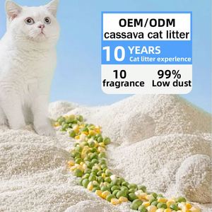 Litière pour chat en cassave broyée, agglomération rapide, non collante, à base végétale, forme sphérique - Product Image 1