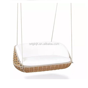 Hermoso marco fuerte para balcón, respaldo cómodo de mimbre de tejido ajustado, colgante, silla de columpio Doble - Product Image 1