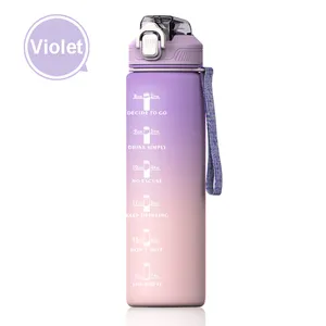 32Oz Wide Mouth Leakproof Durable Non-Toxic Blanks Flip Top Water Bottle Plastic Motivational 1 Liter Water Bottle