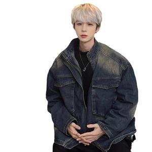 Veste longue en jean coupe-vent à capuche avec col rabattu et manches lanternes en fourrure, style Hip Hop High Street Euro-Américain, pour le printemps - Product Image 5